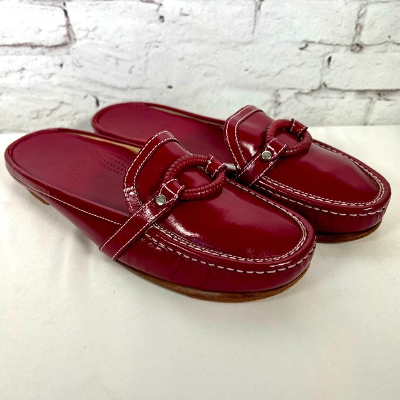 Cole Haan Shoes - Cole Haan Burgundy Leather Mules Flats Slides Slip On Shoes Size 7